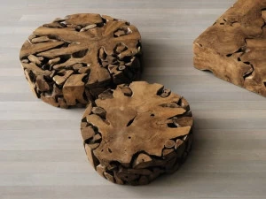 ELITE TO BE Круглый журнальный столик из тикового бриара Eno