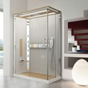 Душевая кабина термостатическая NEXIS 1 A120x80 HYDRO Novellini NEXIS цвета ясень, с низким душевым поддоном и крышей