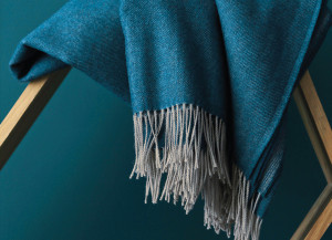 KATM_BLEU плед KATMANDOU BLEU 130/170 темно-бирюзовый шерсть меринос Blanc des Vosges