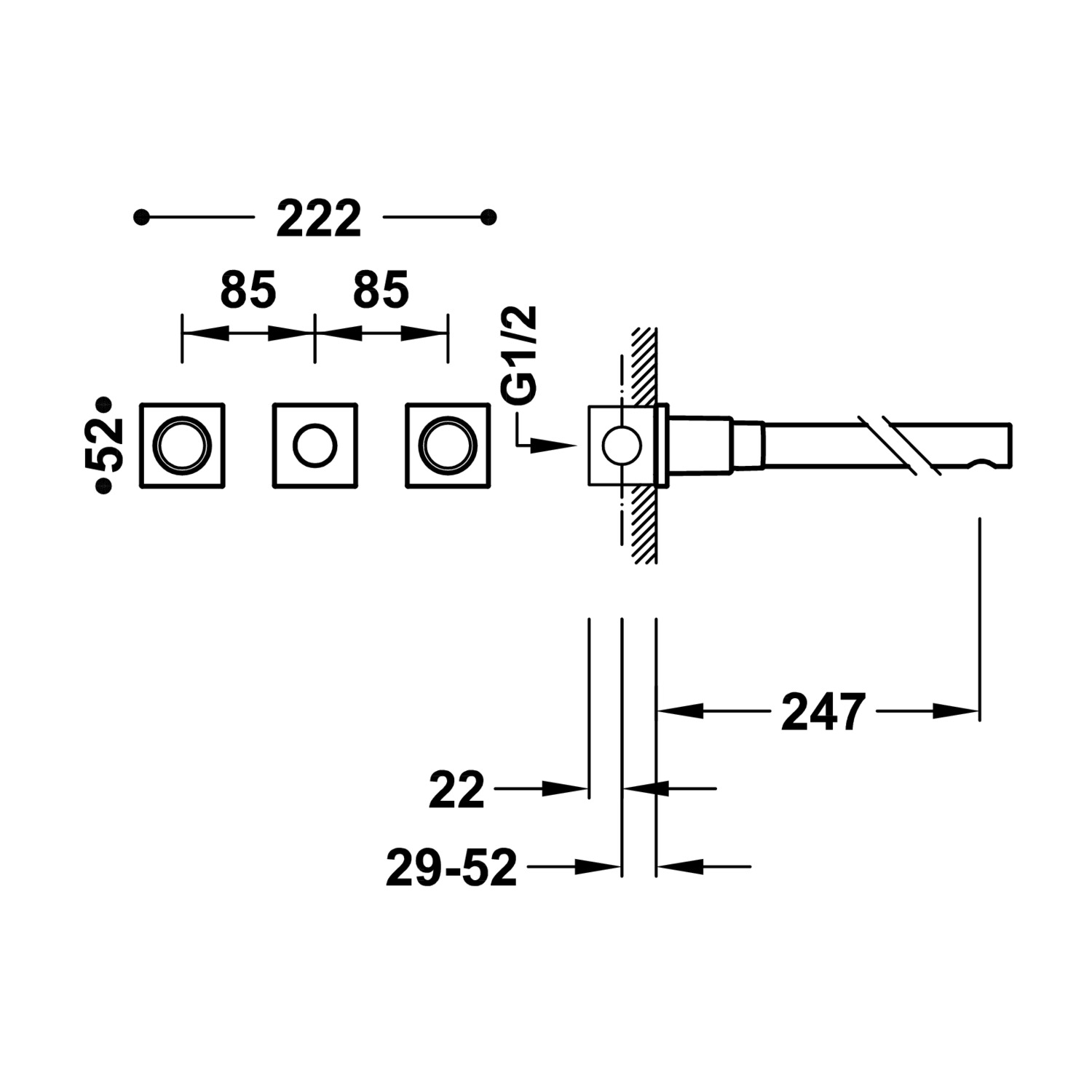 ПРОЕКТ-TRES Скрытый смеситель для умывальника с двумя ручками-21175301OM TRES Project - Вид №1