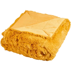 Плед "Мягкий мех" 200x220 см искусственный мех цвет желтый