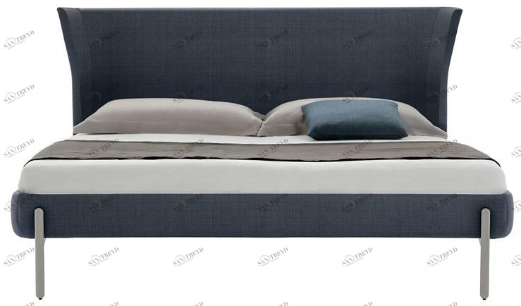 Zanotta Двуспальная кровать из ткани или кожи с высоким изголовьем sun-id-1472571