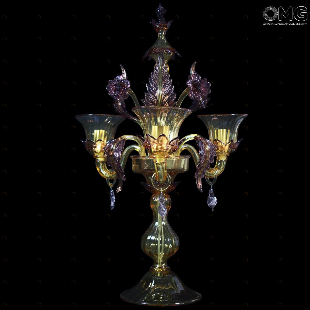 1299 ORIGINALMURANOGLASS Настольная лампа Фламбо Ка Марини на 3 лампочки - Венецианская Venetian - муранское стекло  см CLASSICO
