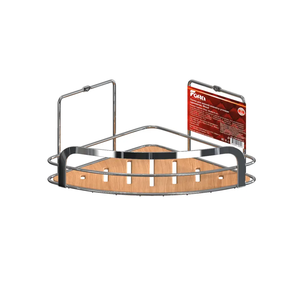 Полка для ванной угловая Wood одинарная цвет хром, дерево 84730509 STLM-2205990 Santreyd нет