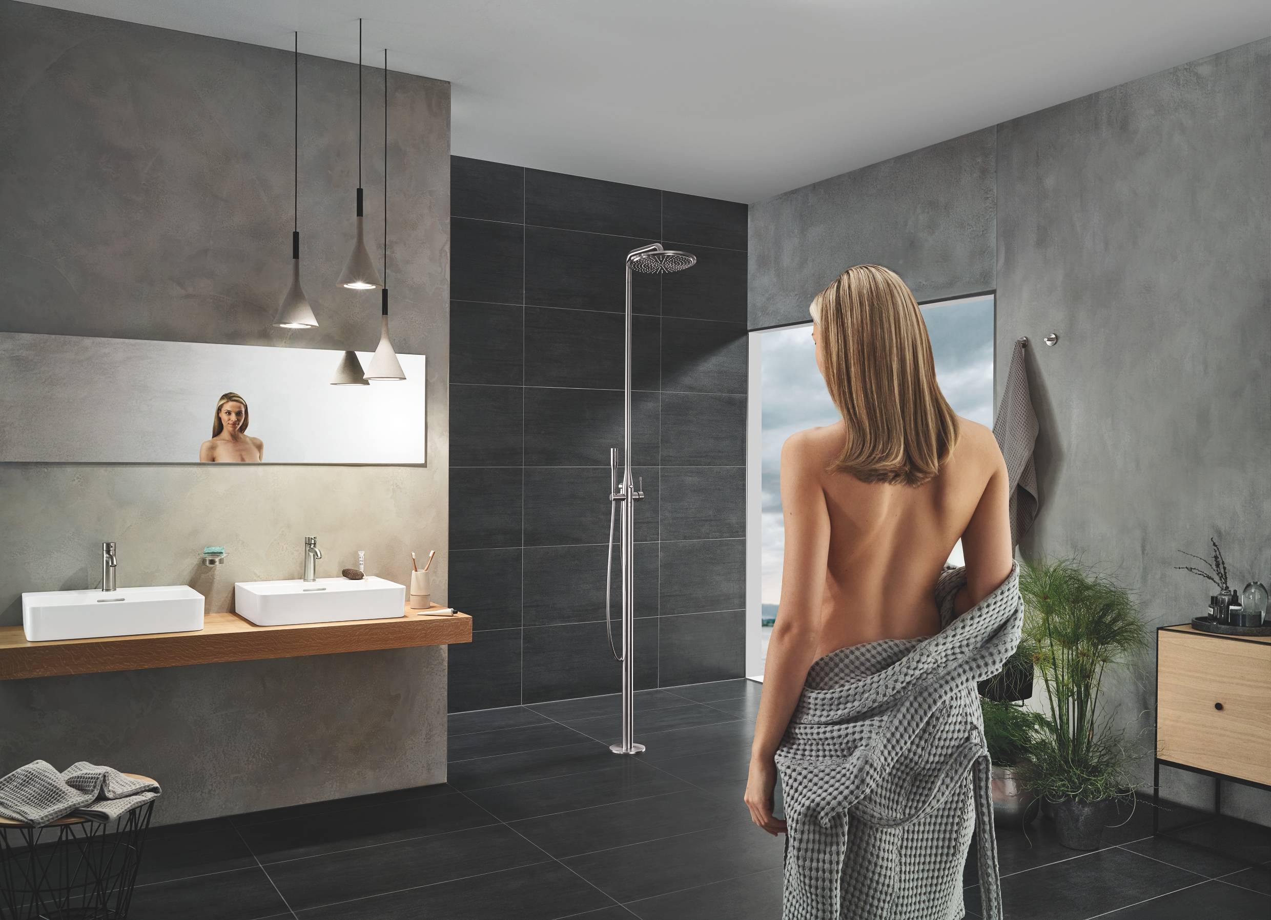 Смеситель для раковины GROHE Essence New S-Size II с донным клапаном, суперсталь (23589DC1) - Вид №6