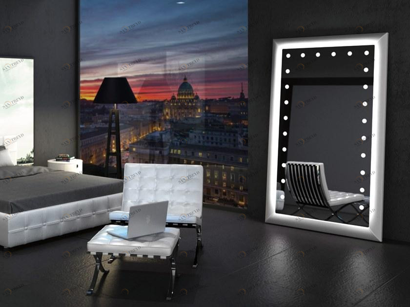 UNICA by Cantoni Прямоугольное настольное зеркало из кожи со встроенной подсветкой Mf sun-id-1402674