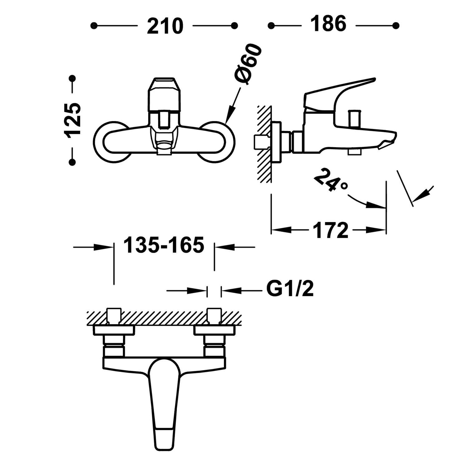CANIGÓ Wall-mounted single-handle mixer tap for bath and shower-21717001 TRES Canigo - Вид №1