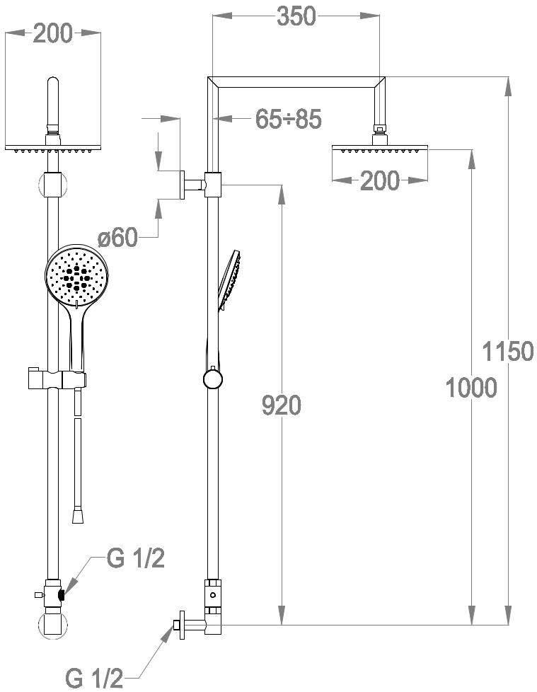 Fir Italia Настенная душевая стойка с душевой лейкой Colonne doccia 1431336 - Вид №1