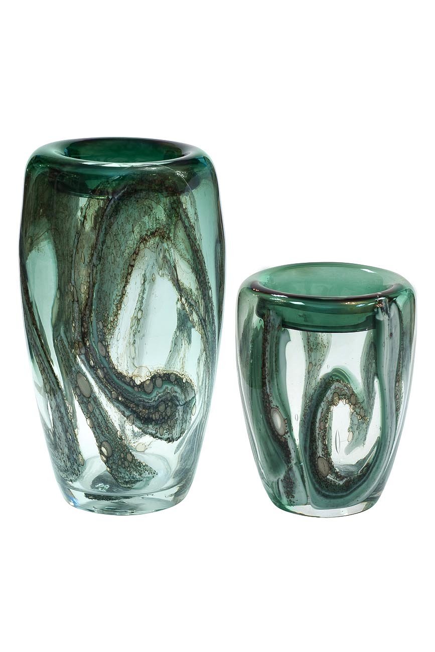 Ваза стеклянная зеленая 34 см от Garda Decor GARDA DECOR ДИЗАЙНЕРСКИЕ 113770 Зеленый  - Вид №1