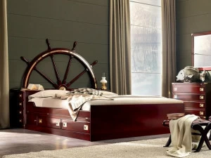 Caroti Двуспальная кровать из дерева с контейнерным изголовьем  555/g+506+551