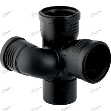 GEBERIT 390.563.14.1 Крестовина Geberit Silent-PP, правая со смещенным впуском и дополнительным отводом 87,5° 