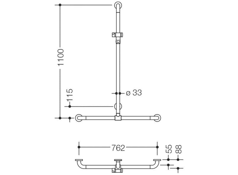 801.35.42054 Поручень для душа с выдвижным держателем для душа HEWI WARM TOUCH  - Вид №1
