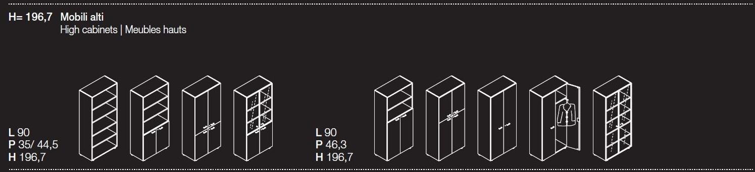 Las Mobili Высокий офисный блок из дерева и стекла с распашными дверями Contenitori universali evo sun-id-1443690 - Вид №8