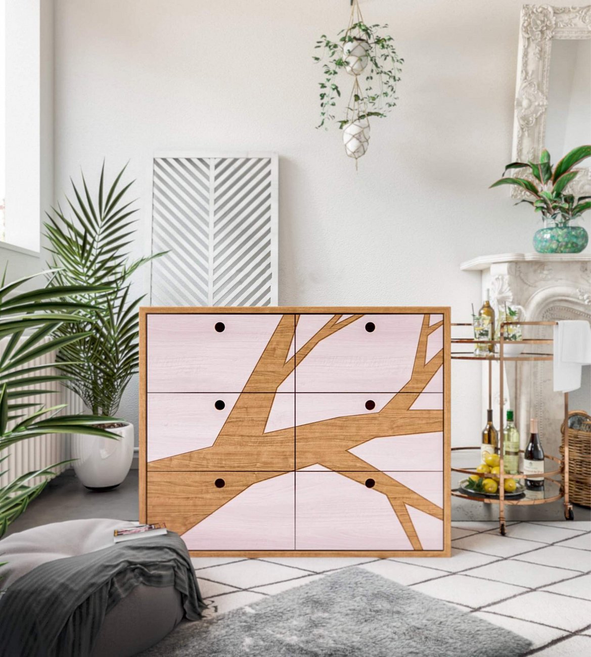 Комод белый с бежевым фасадом "Лория" от Odingeniy ODINGENIY ДИЗАЙНЕРСКИЕ 178420 Бежевый;белый  - Вид №4