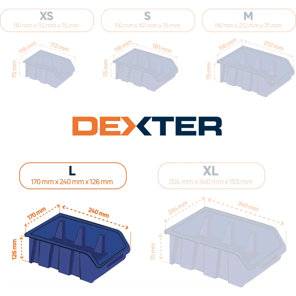 Лоток для метизов Dexter размер L 126x170x240 мм 84695206 STLM-2149608  - Вид №1