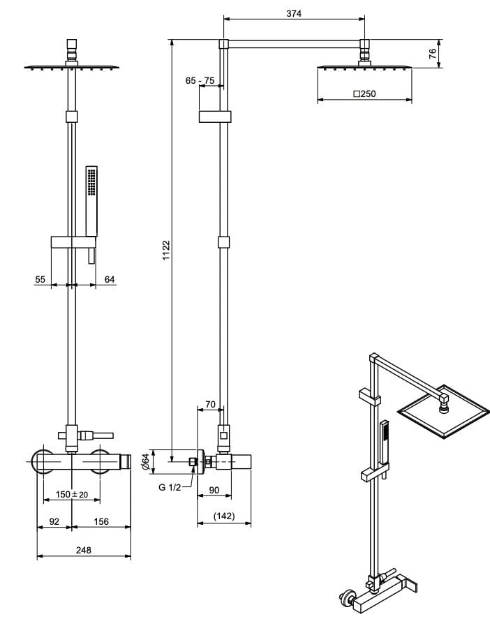 Душевая колонна с душем Bugnatese Tetris ARCH-00122863 - Вид №2