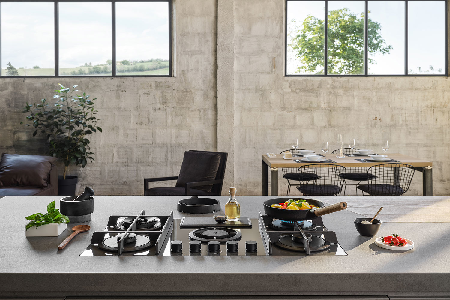 NIKOLATESLA FLAME BL/A/88-PRF0147740A Газовая варочные панели / газ, с вытяжкой, 1200 м3/ч, черная Elica  - Вид №2