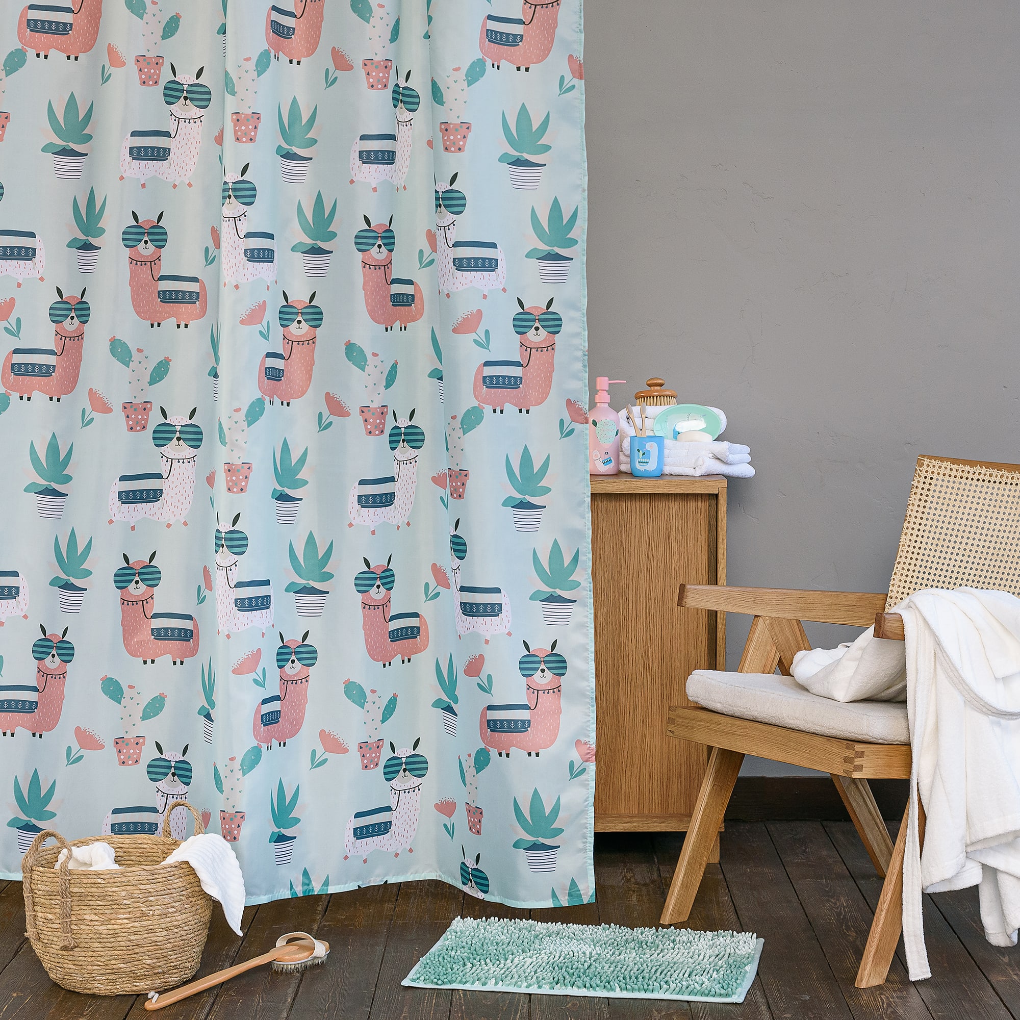 88109929 Штора для ванны 180x180 см, полиэстер, цвет зеленый Lama Santreyd