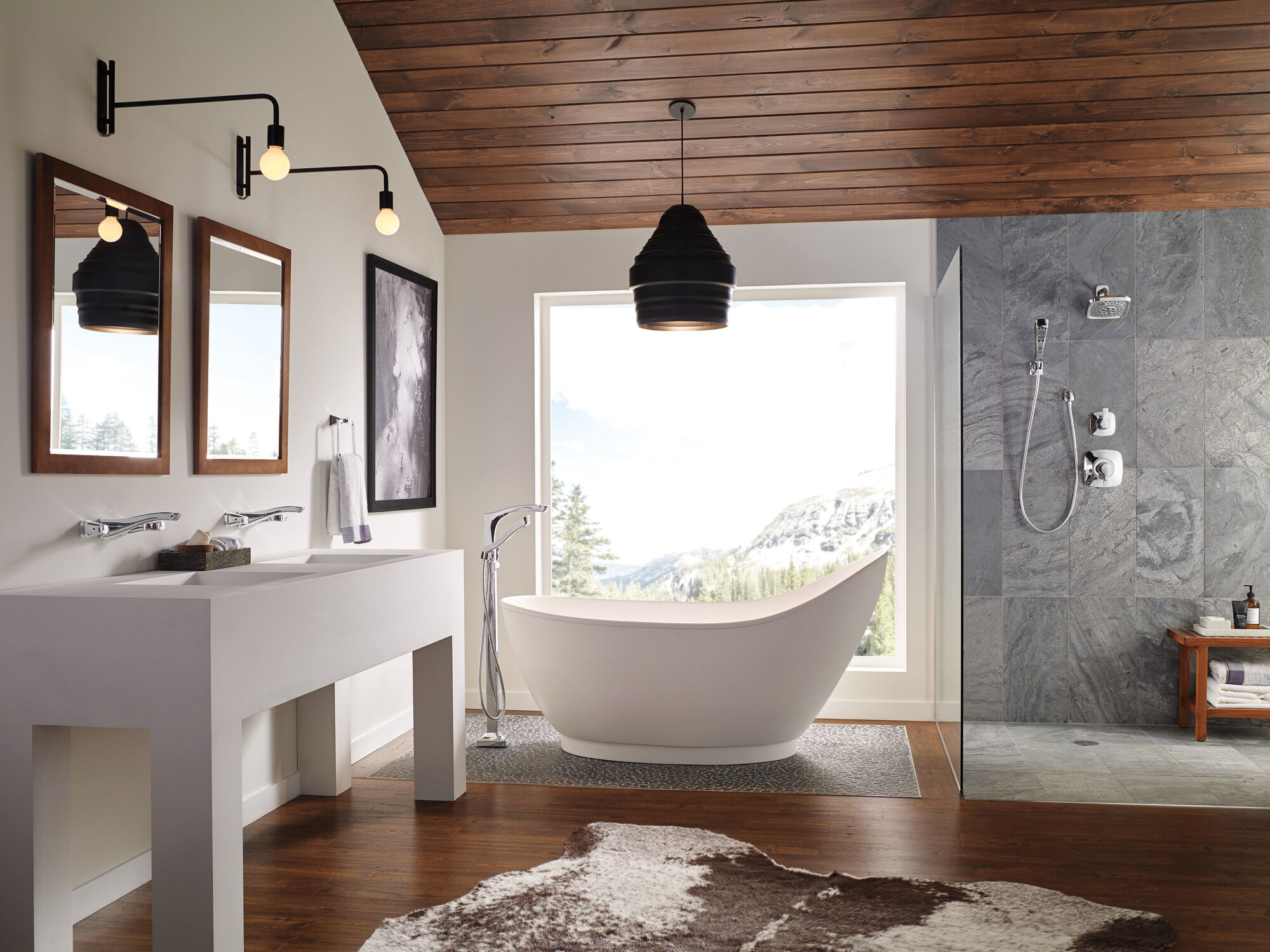 T4752-SSFL Напольная накладка для ванны с одной ручкой и ручным душем Delta Faucet Tesla Нержавеющая сталь - Вид №7