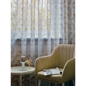 91709867 Тюль на шторной ленте Обуховская Мануфактура Паллея 200x270 см цвет серый STLM-1375848
