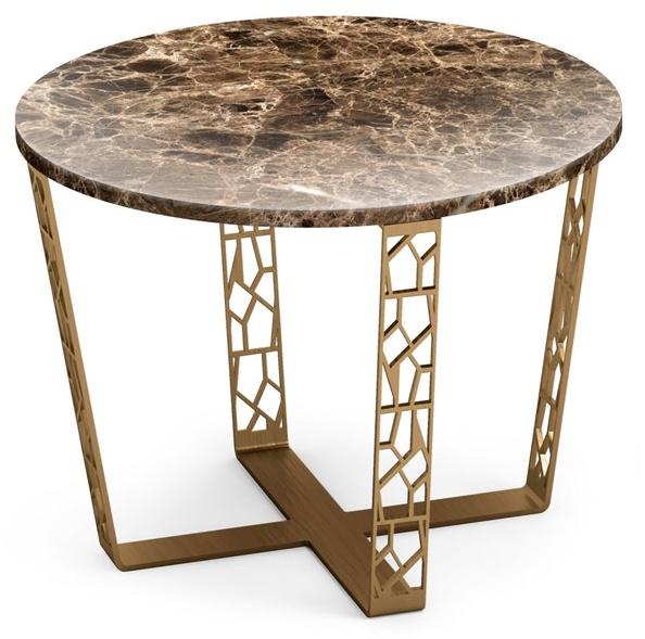 ALBEDO Круглый журнальный столик из темного мрамора и металла emperador sun-id-1405103 - Вид №1