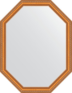 BY 7047 Зеркало в багетной раме - золотые бусы на бронзе 60 mm EVOFORM Octagon