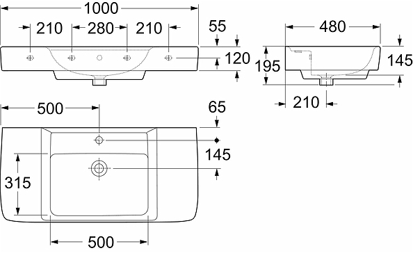 85091 Подвесная раковина настенная прямоугольная IFO  белая  - Вид №3