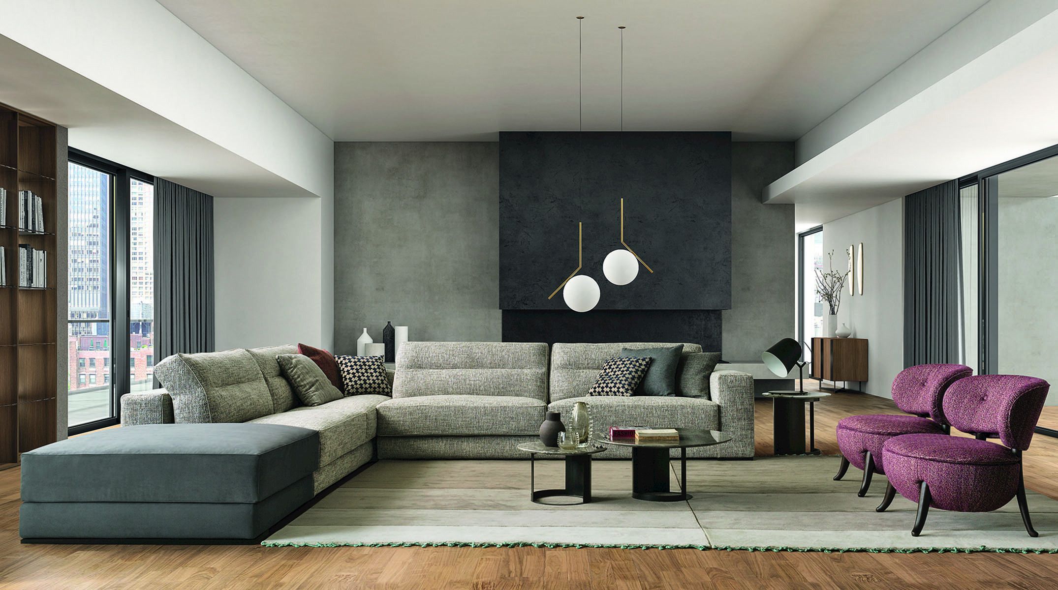 Тканевый диван с полуостровом BODEMA ARCH-00060395 - Вид №2