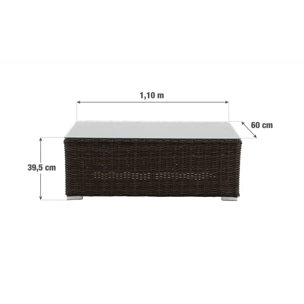 Стол садовый прямоугольный Naterial Costa Rica 60x112x41.5 см алюминий/стекло коричневый 81866570 STLM-2073845  - Вид №5