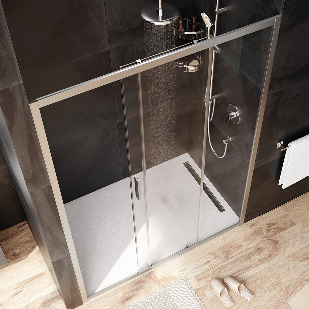 W90G-140-1-195MT Solo Дверь душевая 140х195 стекло прозрачное профиль матовый хром AM.PM Gem - Вид №1