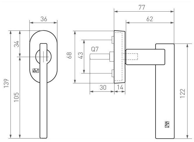 Dauby Оконная ручка из бронзы Pure® 16920 - Вид №1