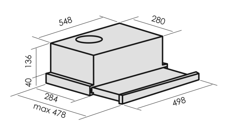 9185533 Вытяжка телескопическая LAUF LUNA 500 белый/белый STDN-0138716 - Вид №1