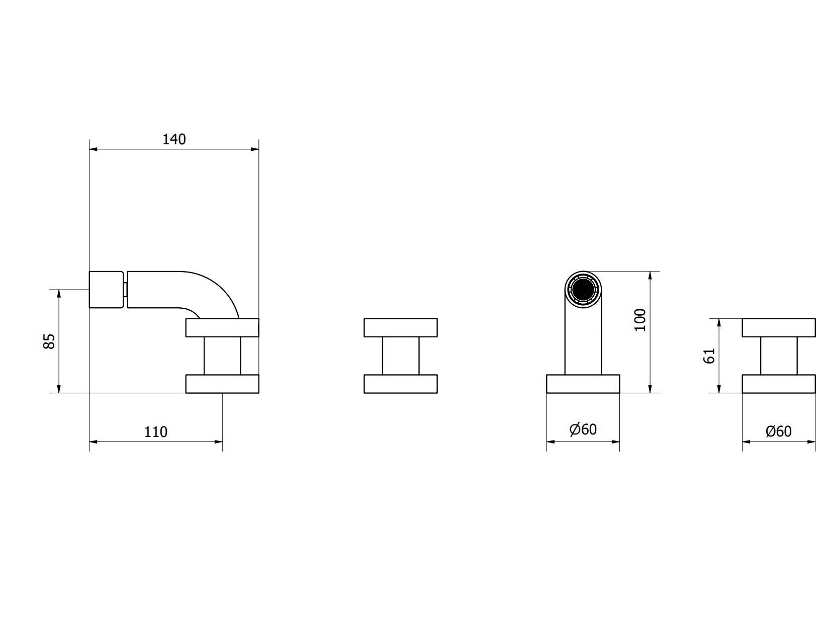Смеситель для биде из нержавеющей стали с 3 отверстиями IB ARCH-00045669 - Вид №2
