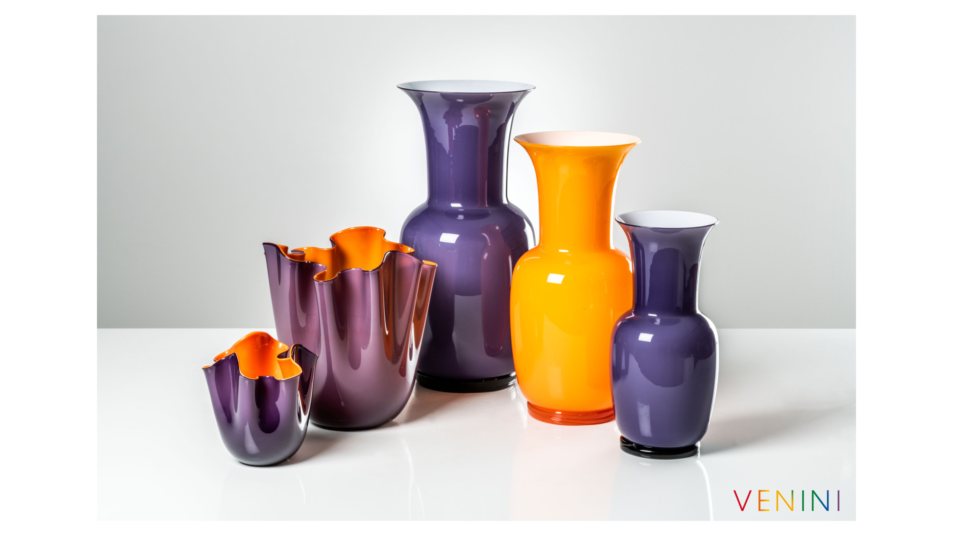 10640936 VENINI Ваза Venini "Опалино" 36х17см (оранжевая, белая) Стекло  - Вид №3