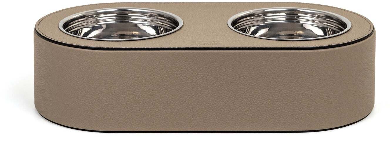 Миска для домашних животных - 43X21,5X8,5 см / зернистая кожа_светло-серый