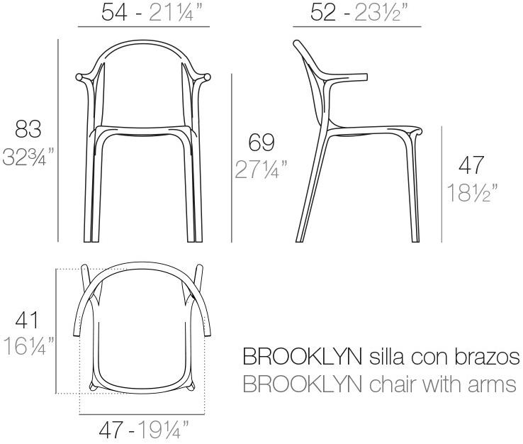 VONDOM Штабелируемый садовый стул с подлокотниками Brooklyn 65038 - Вид №14