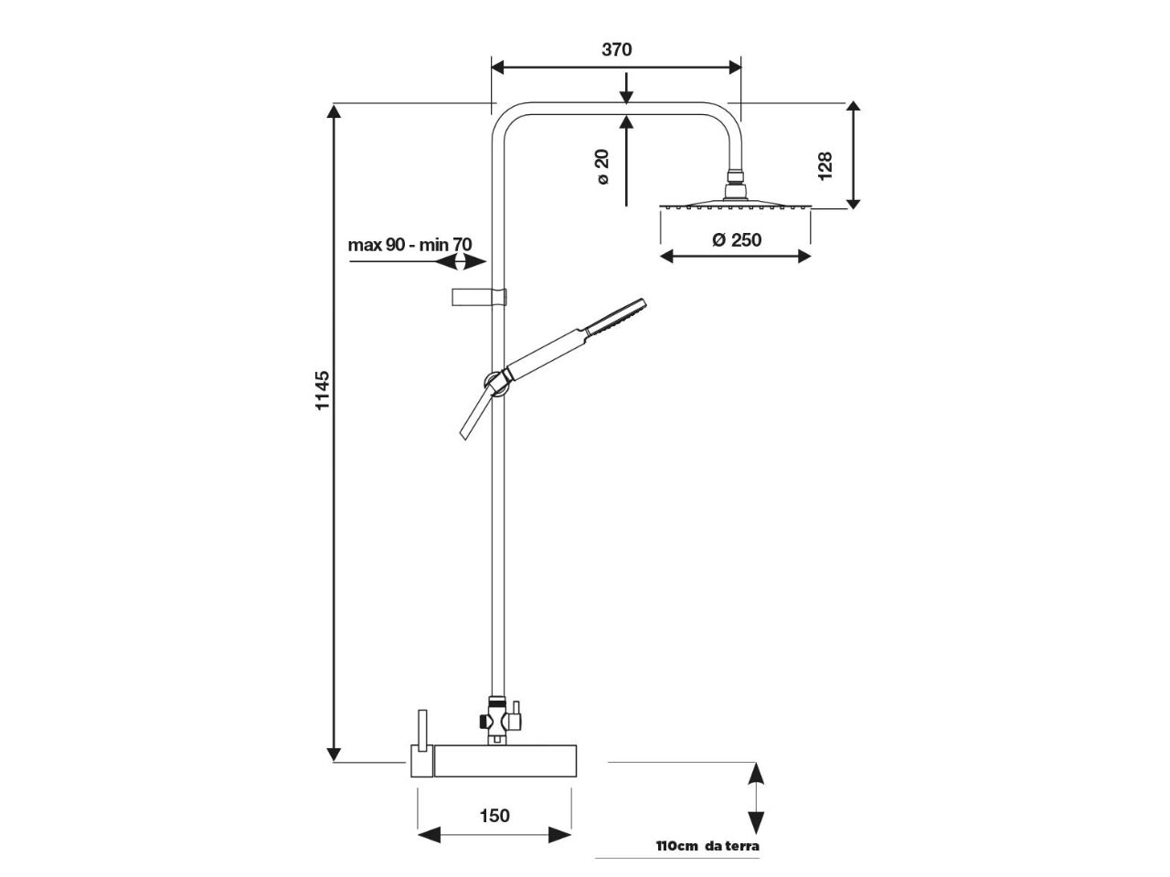 Душевая колонна с ручным душем Cropelli круглый ARCH-00063865 - Вид №11