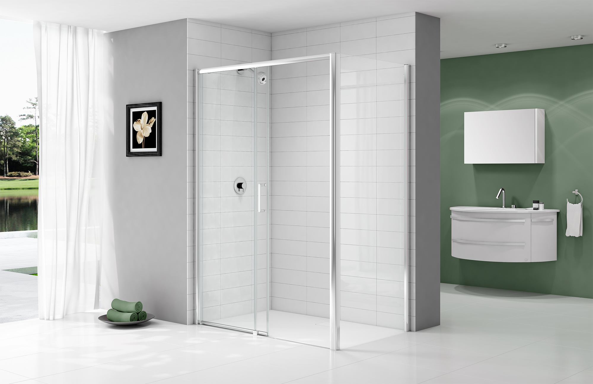 Дверь душевая для установки с боковой панелью A0303TH Merlyn Ionic Хромированный 