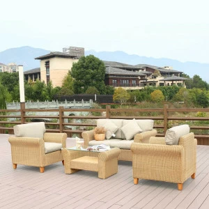 Мебель из ротанга, столик, кресла и диван, бежевые на 4 персоны AFINA  00-3860467 Бежевый