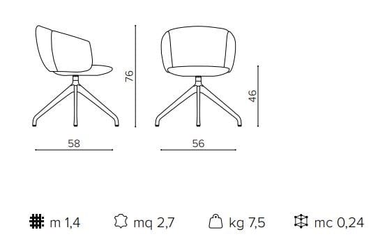 Вращающееся кресло на сиденье из ткани True Design Нет ARCH-00098245 - Вид №14