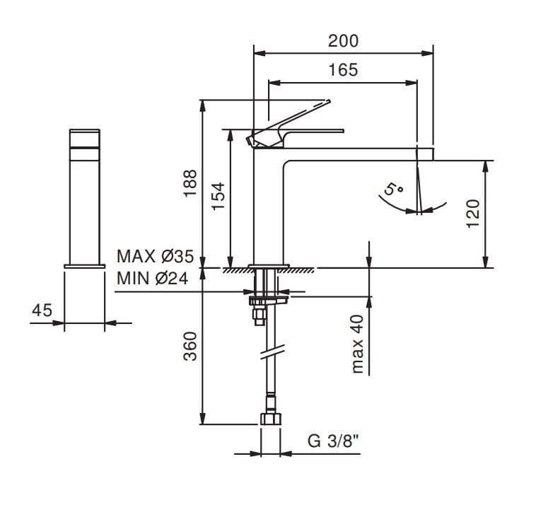 Смеситель для раковины с одним отверстием Fantini Rubinetti MINT ARCH-00008067 - Вид №4