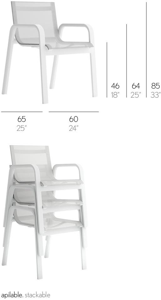 GANDIABLASCO Штабелируемое садовое кресло Batyline® с подлокотниками Stack sun-id-1477892 - Вид №11