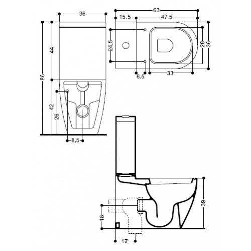 42000 Компакт унитаз с бачком Белый  Evolution Италия Santreyd - Вид №2