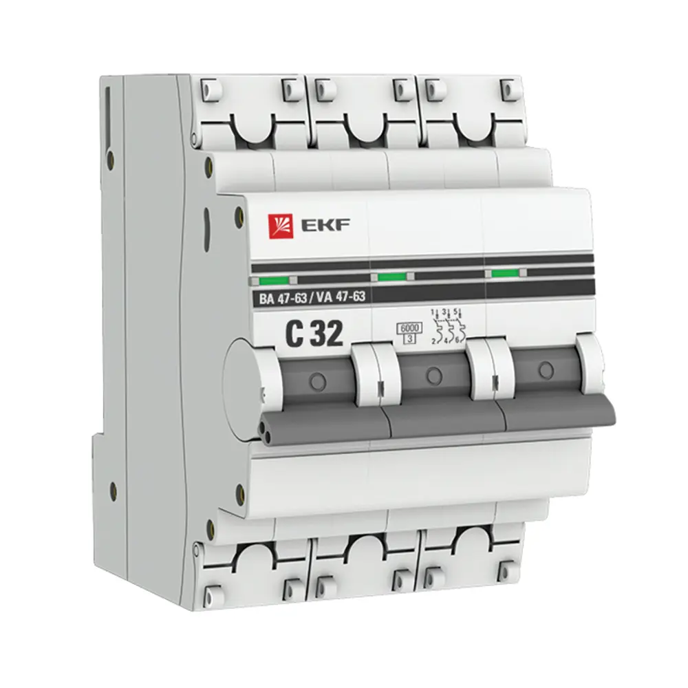 Автоматический выключатель EKF PROxima ВА47-63 3P C32 А 6 кА 82421322 STLM-2077827 