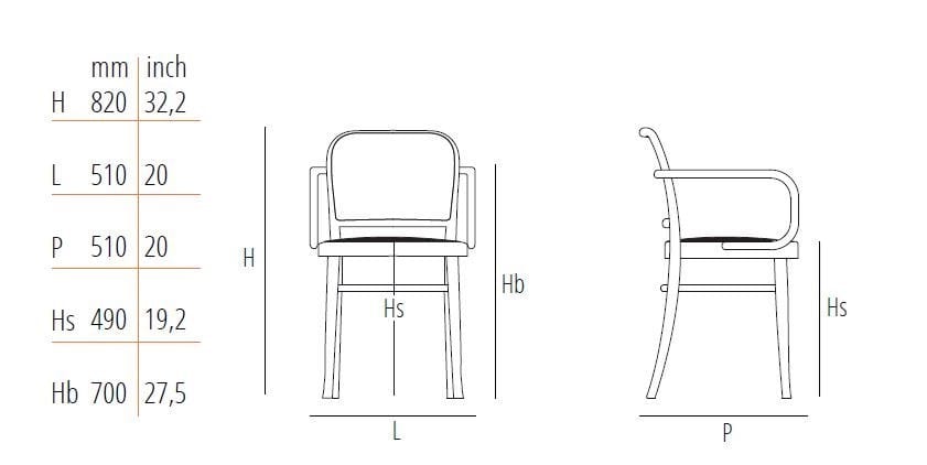 Мягкий стул из бука с подлокотниками Wiener GTV Design N. 811 ARCH-00110649 - Вид №2