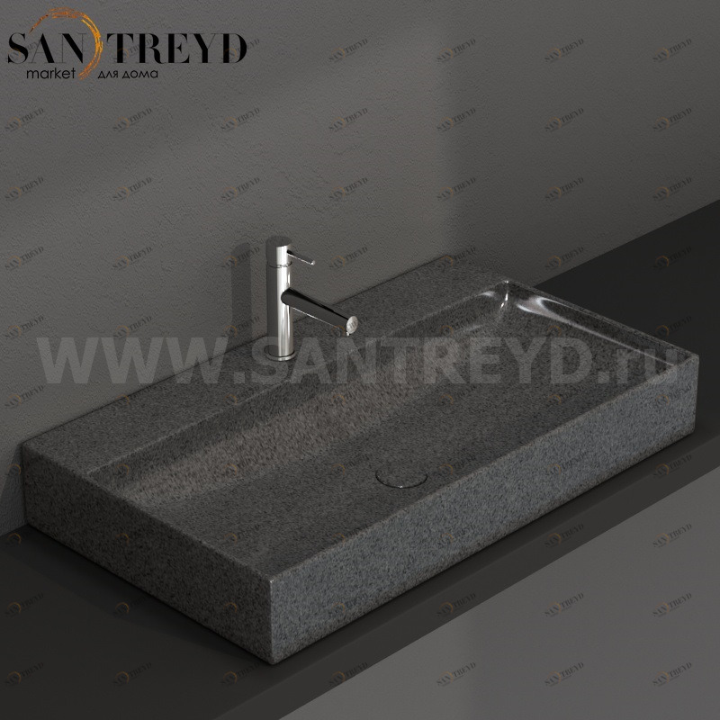 B6R81PG Подвесная раковина настенная прямоугольная Ceramica Globo T-EDGE серая