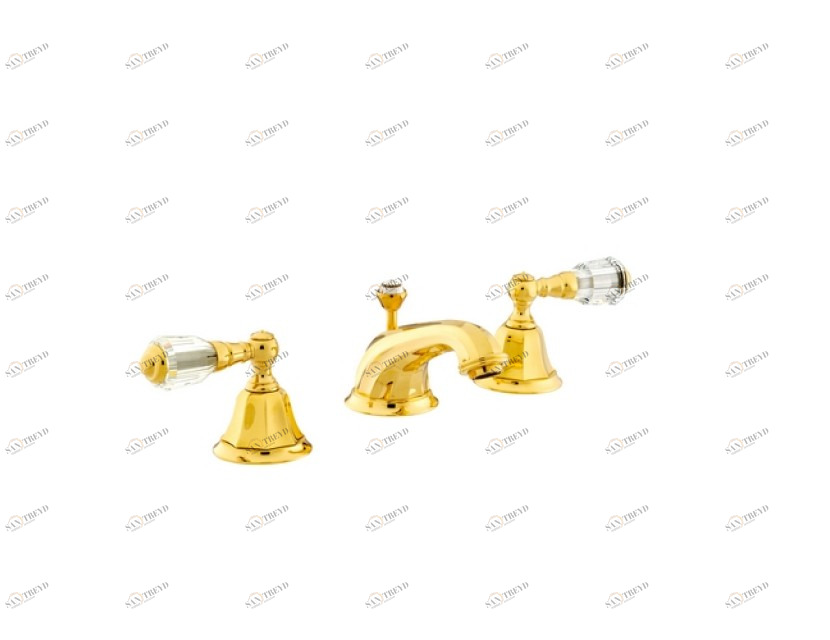038601.D00.62 Раковина с тремя отверстиями и кристаллами Swarovski Сатин никель Mestre Indica