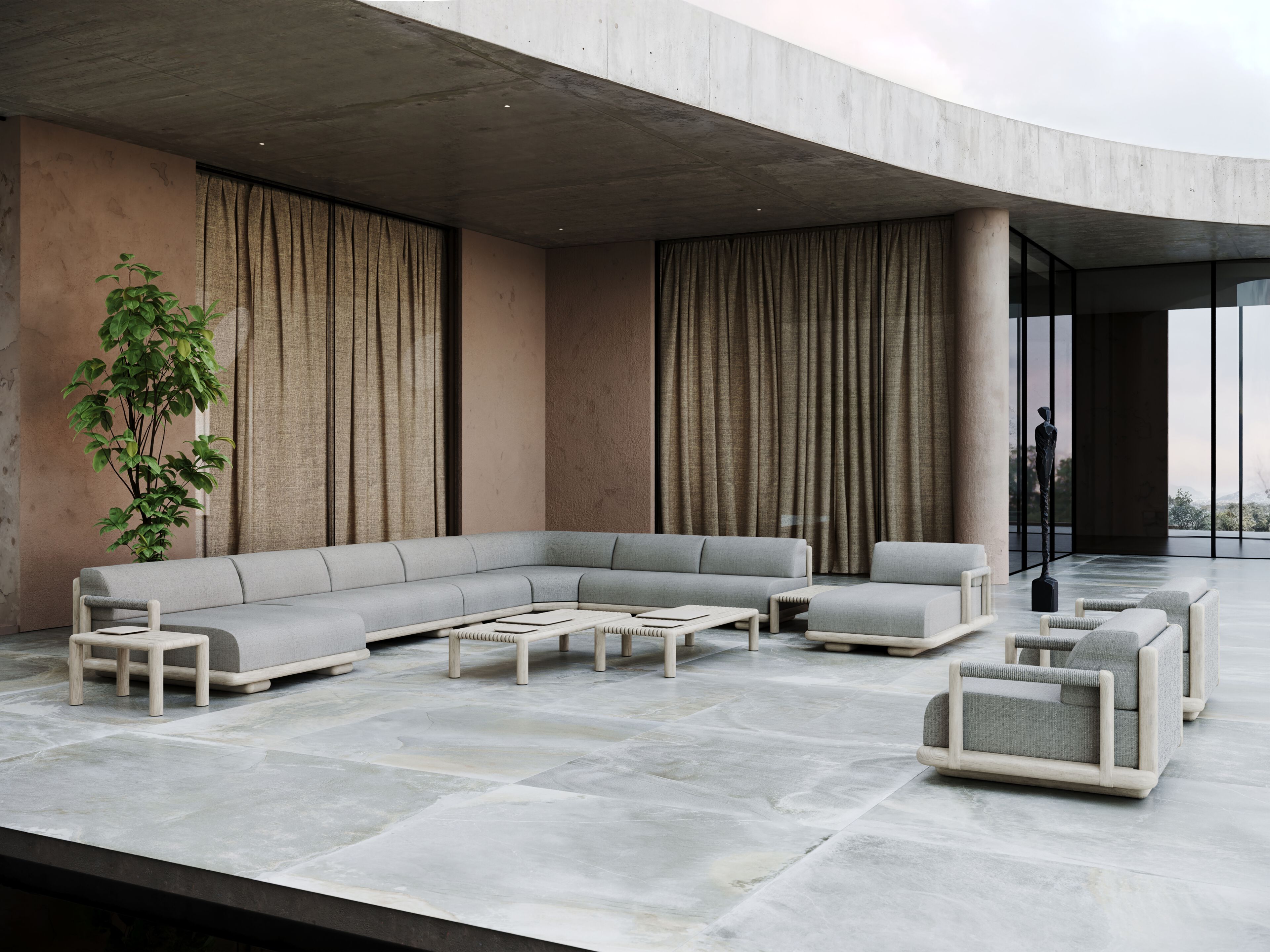 Ткань мягкая Садовая спальная кровать с подлокотниками SNOC Caleo ARCH-00058648 - Вид №1