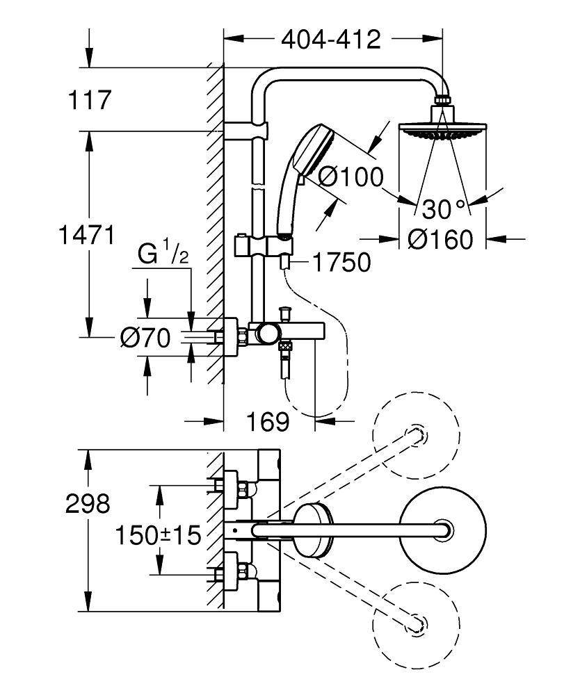 26223000 Душевая система Grohe Tempesta Cosmopolitan хром - Вид №1