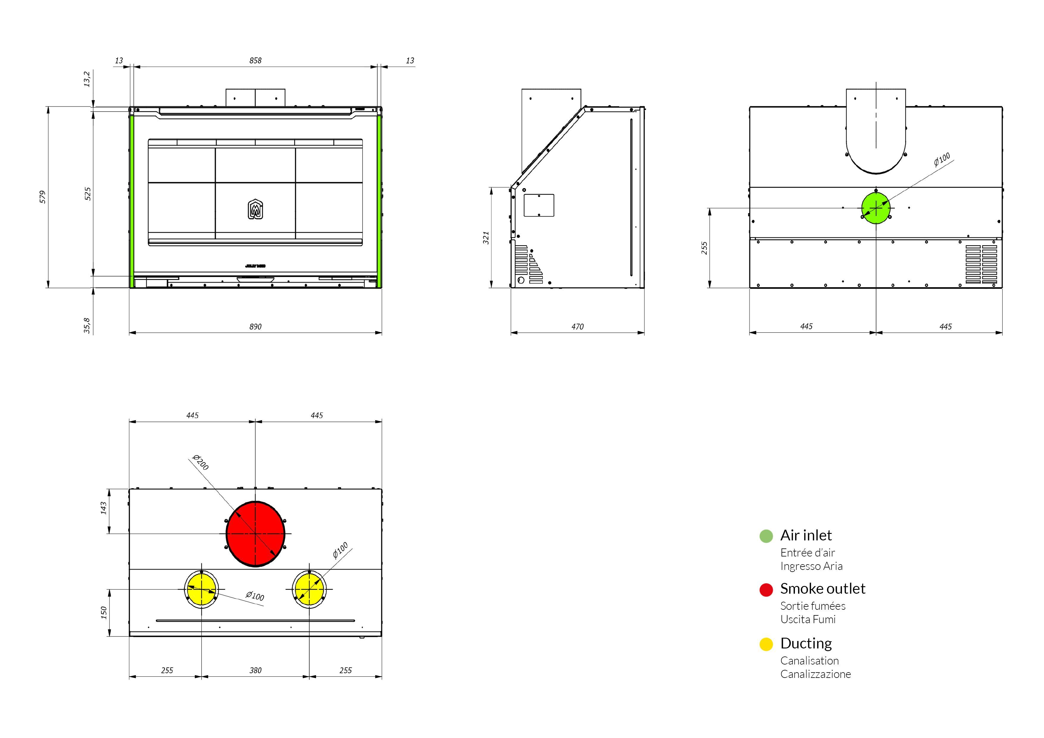 Вставка для дровяного камина класса A+ Jolly Mec воздушные системы ARCH-00122234 - Вид №3